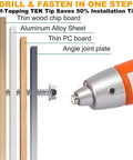 150 Piece Self Drilling Screws Set For Metal Wood Plastic 410 Stainless Steel Self Tapping TEK Screws in action with drill