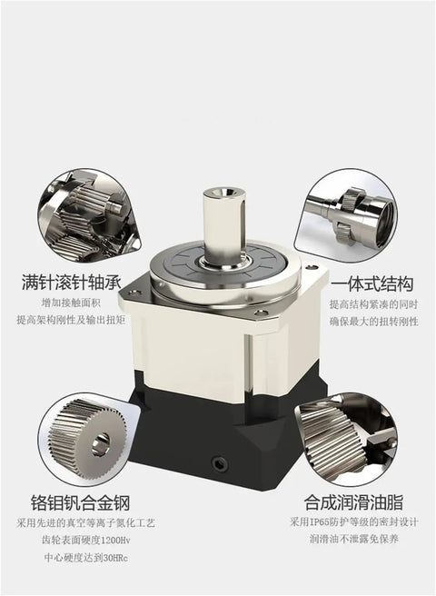 Next Level Helical Gear Planetary Reducer For Servo Motor And Stepper Setup, showcasing precision engineering and durable materials.