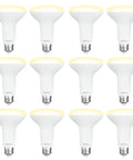 12 Pack Br30 LED Recessed Light Bulbs Dimmable Can Lights Soft White 2700K 650 Lumens E26 shown on a white background.