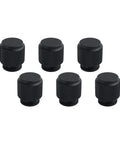 Solid As A Rock Polished Nickel Cabinet Door Knobs With Textured Aluminum Alloy Drawer Pulls Easy Install For Kitchen And Bath No Sweat Wipe Clean Daily Hardware six black knobs on white background
