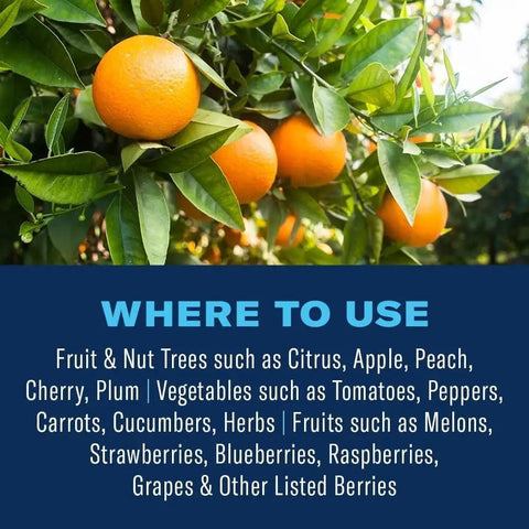 Fruit Citrus And Vegetable Insect Control Concentrate For Edible Gardens Kills Aphids Asian Citrus Psyllid And Other Pests text with oranges