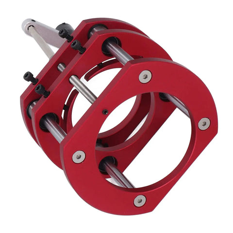 Ultimate Router Lift Base Kit With Crank Handle Built From Aluminum Alloy And Stainless Steel 4 Jaw Clamping Router Table Insert Base Plate Lifting System For Small Trim Routers Easy Height Adjustment Red, red aluminum router lift base with stainless steel rods