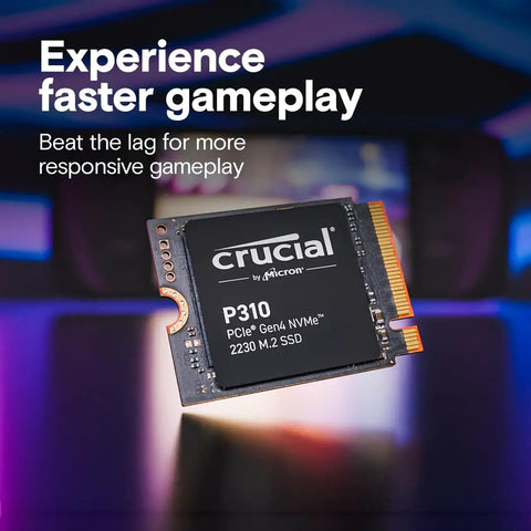 2TB M.2 2230 PCIe Gen4 NVMe SSD displayed against a gaming backdrop with the focus on high-speed performance for gaming setups.