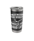 Glider Pilot Stainless Steel Insulated Tumbler with sailplane design on black surface, durable double wall for hot coffee or cold water