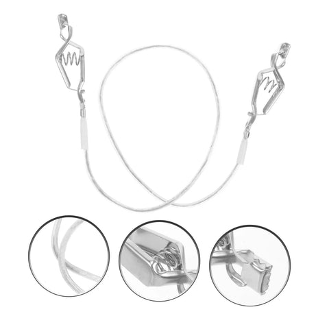 Fencing Body Cord Connector Clip with double clips for tight grip, stainless steel design, 560x10x10 mm, close-up details.