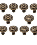 Flower Shape Metal Pull Knob Set In Bronze Tone Cabinet And Drawer Handles 2.5 By 3.5 Cm Includes Screws 10 Pack
