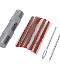 Essential Roadside Tire Repair Kit For Cars And Bikes Capsule Style Puncture Plug Tool with gray tool and plug strips.