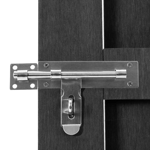 Close-up of smooth sliding latch on Built Like A Tank WPC Garden Gate in matte gray for secure backyard entry.
