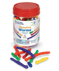 Measuring Worms Counting Toy Set For Kids, 72 Colorful Squishy Worms In Six Colors And Four Sizes with storage bucket