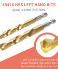 Cobalt HSS steel left-hand drill bits from Left-Hand Drill Bit And Screw Extractor Set 25-Piece For Stripped And Damaged Bolts And Screws Easy Out Bolt Remover Kit