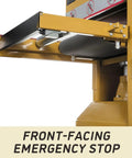 Front-facing emergency stop feature on Heavy Duty 16 Inch Open End Belt Sander 5 Hp 230V Single Phase Beast.