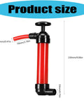 Hand Plunger Manual Fluid Transfer Pump, Compact Liquid Extractor Tool showing size dimensions and design for travel-ready drainage.