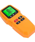 Phefop Wall Scanner Stud Finder 5 in 1 with LCD Display for Cable Metal in orange with buttons and green screen.