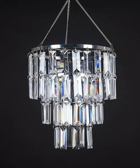 Modern Faux Crystal Chandelier Pendant Light Fixture With Lightweight Polycarbonate Crystals For a Dope Crystal-Like Glow