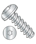Illustration of Torx Star Drive Sheet Metal Screws 1/2 Inch Zinc Plated Pan Head Type B for steel, plastic, and wood holes.