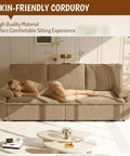 Cozy Corduroy 94.5 Inch Sleeper Sofa Bed 3 In 1 Convertible Couch King Size Pull Out Futon Sofa With Cloud Recliner And Pillow Arm