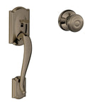 Camelot Trim Front Entry Handleset With Georgian Knob In Antique Pewter, Lower Half, Adjustable To Fit 1-3/8 To 1-5/8 Inch Exterior Doors