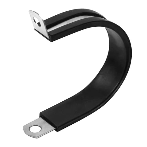 Close-up of a single Six Pack P Clamps Rubber Insulated Clips For UTV Windshield Wires 44mm Diameter 1.73 Inch Quick Connect Holder Bracket
