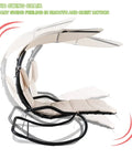 Outdoor Hammock Rocking Chaise Lounge Chair With Stand And Canopy Cozy Soft Cushion And Removable Headrest Recliner Swing