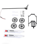 RC Helicopter Parts And Accessories Beefed Up Kit with landing gear, tail rotor, main gear pull rod, and tail assembly components.