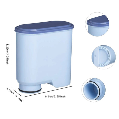 CA6903 Compatible AquaClean Coffee Filter For Fully Automatic Machines shown with dimensions and close-up details
