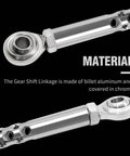 Chrome Gear Shift Linkage Replacement For Harley Davidson Touring Softail Dyna Trike Fatboy Electra Street Road Glide Wide Glide 1987 To 2021 Boss Chrome Build Made From Billet Aluminum With Smooth Operation And Easy Adjust For Crisp Precise Shifts. chrome billet aluminum linkage close-up