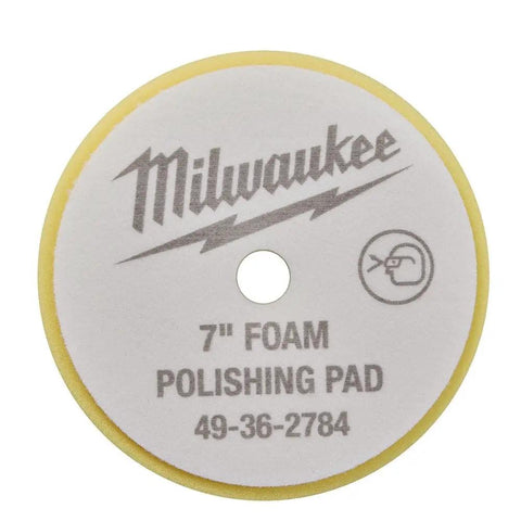 7 Inch Polishing And Finishing Pad Kit For Dual Action Polisher Easy Centering Hole For Quick Pad Alignment Compatible With All 7 Inch Hook And Loop Backing Pads Includes 49-36-2783 2784 2785. Close-up of foam polishing pad.