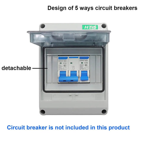 5 Way Indoor Distribution Protection Box With Clear PC Cover IP65 Waterproof ABS Plastic Enclosure showing front view