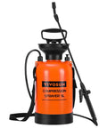 One Point Three Five Gallon Pump Sprayer For Garden And Home Use With Adjustable Nozzle And Locking Trigger Long Wand Hose