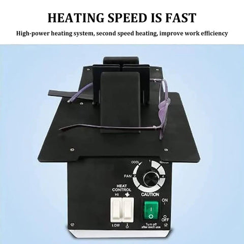 Professional Optical Eyeglasses Frame Heater With Killer 1500W Rapid Heat And Zero Hassle Hot Cold Air Switch For Precision Frame Repair And No Mess Temp Settings Daily control panel with heating options and eyeglasses holder.