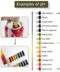 Illustration showing Three Pack PH 1-14 Test Paper Strips With Storage Case, 240 Strips For Saliva Urine Water Soil And Pet Food PH Monitoring beside pH scale example.