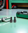 Heavy Duty Thread Repair Insert Kit For Car Engines, 2 Piece Steel Rethreading Tool Set on workshop floor with toolbox