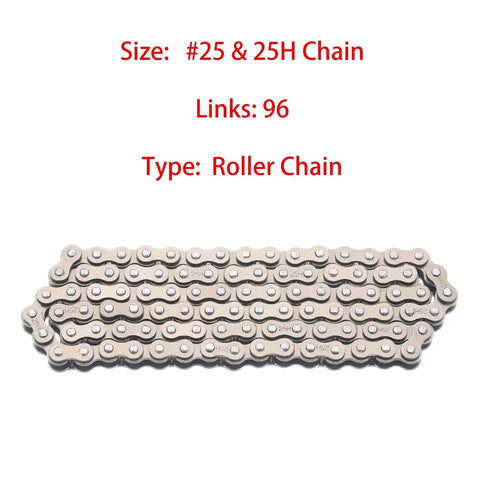 Heavy Duty 25H Roller Chain 96 Links With 5 Master Links For Razor E300 E300S E325 And PR200 Pocket Rocket Bike Upgrade
