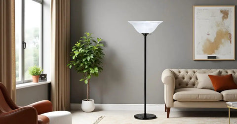 Etched Alabaster Glass Shade For Medium Base Lamps, Classic Bowl Style Replacement For Torchiere in modern living room