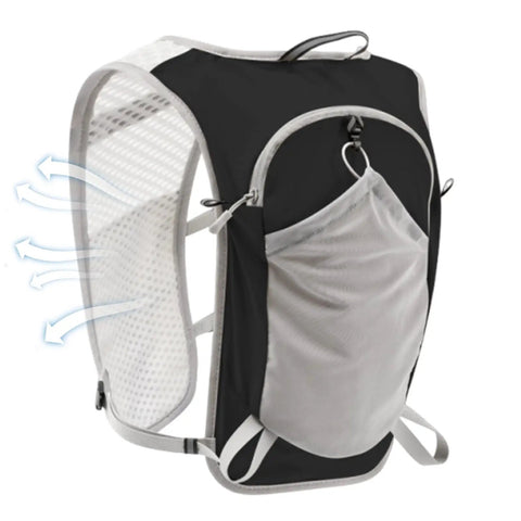 Side view of Lightweight Hydration Backpack For Outdoor Adventures With Waterproof Phone Pocket And Large Multi Pocket Layout