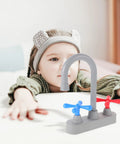 Straight Up Realistic Kitchen Faucet Toy For Kids Pretend Play Sink Accessories with red and blue handles, safe plastic material.