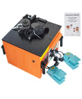 Heavy Duty Electric Rebar Bender Machine 1700W with dual foot pedals and instruction manual, top view for quick access.