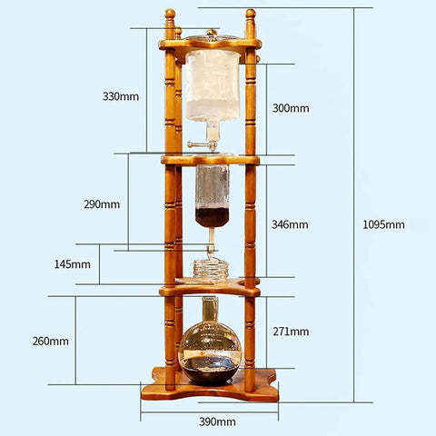 Huge 3 Liter Cold Brew Coffee Maker Serves 25 Cups Of Smooth Iced Tea And Bold Drip Coffee With Zero Hassle Setup and dimensions labeled.