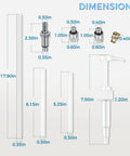 Dimensions of Lower Unit Gear Oil Pump For Standard Quart Bottle With 8cc Manual Fluid Pump and 3 Swivel Adapters shown.