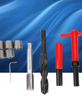 Heavy Duty Thread Repair Tool Kit 10Pcs M18x1.5mm Stainless Steel Twisted Drill Tap Wrench Threaded Insert Tap Insertion Tool display