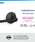 Latitude Matte Black Single Dummy Door Lever For Interior Doors No Battery No Latch Dead Simple Install Durable Zinc Alloy Build