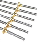 3D Printer Upgrade T8 Lead Screw With Copper Nut, 2mm Pitch, 8mm Lead, Stainless Steel Trapezoidal Thread Rod, Length 100mm To 1000mm, Plug And Play Replacement For Smooth Motion