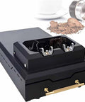 Automatic Espresso Puck Remover Electric Portafilter Cleaner features a black knock box for 58mm barista gear and coffee grounds.