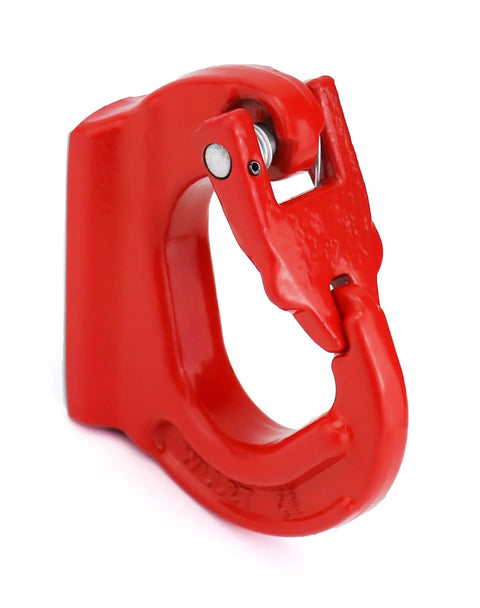 Front view of 2 Ton Heavy Duty Alloy Steel Lifting Hook Weld On Anchor Hook With Protective Red Coating For Wrecker Crane And Tractor Equipment