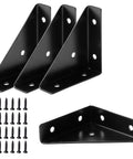 Rock Solid 4 Pack Corner Brace Brackets For Wood And Metal, Built Like A Tank 66mm Triangle Shelf Support, Rust Proof Black Angle Bracket