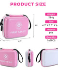Pink hard-shell first aid kit with handle, 165-piece EVA emergency medical kit for home car and travel