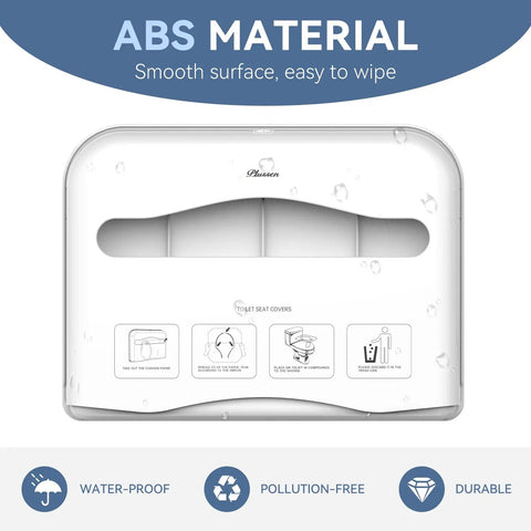 Wall Mounted Toilet Seat Cover Dispenser With No Drill Installation Half Fold Holder, front view.