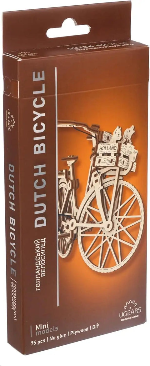 Hands On Dutch Bicycle 3D Puzzle Model With Rear Rack And Front Basket Amsterdam Themed Mechanical Toy For Brain Teaser Fans Includes Tiny Cat Dog And Flower Figures For The Basket, 75-piece wooden DIY box