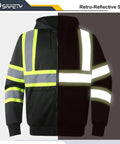 Image showing Hi-Vis Safety Zip-Up Hoodie Sweatshirt For Men And Women With Reflective Strips And Extended Trims Class 3 PPE Fleece Work Jacket