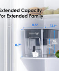 Mega Capacity Water Filter Dispenser With 40-Cup Pitcher And 200-Gallon Lifespan, BPA Free, black finish in refrigerator